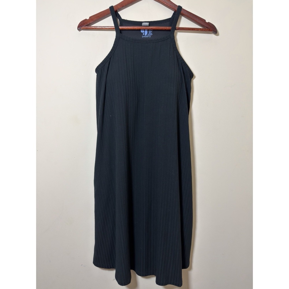 SheBird Sz 3 Small Dress Swing Tunic Tank Black Womens Built-in Bra Sustainable